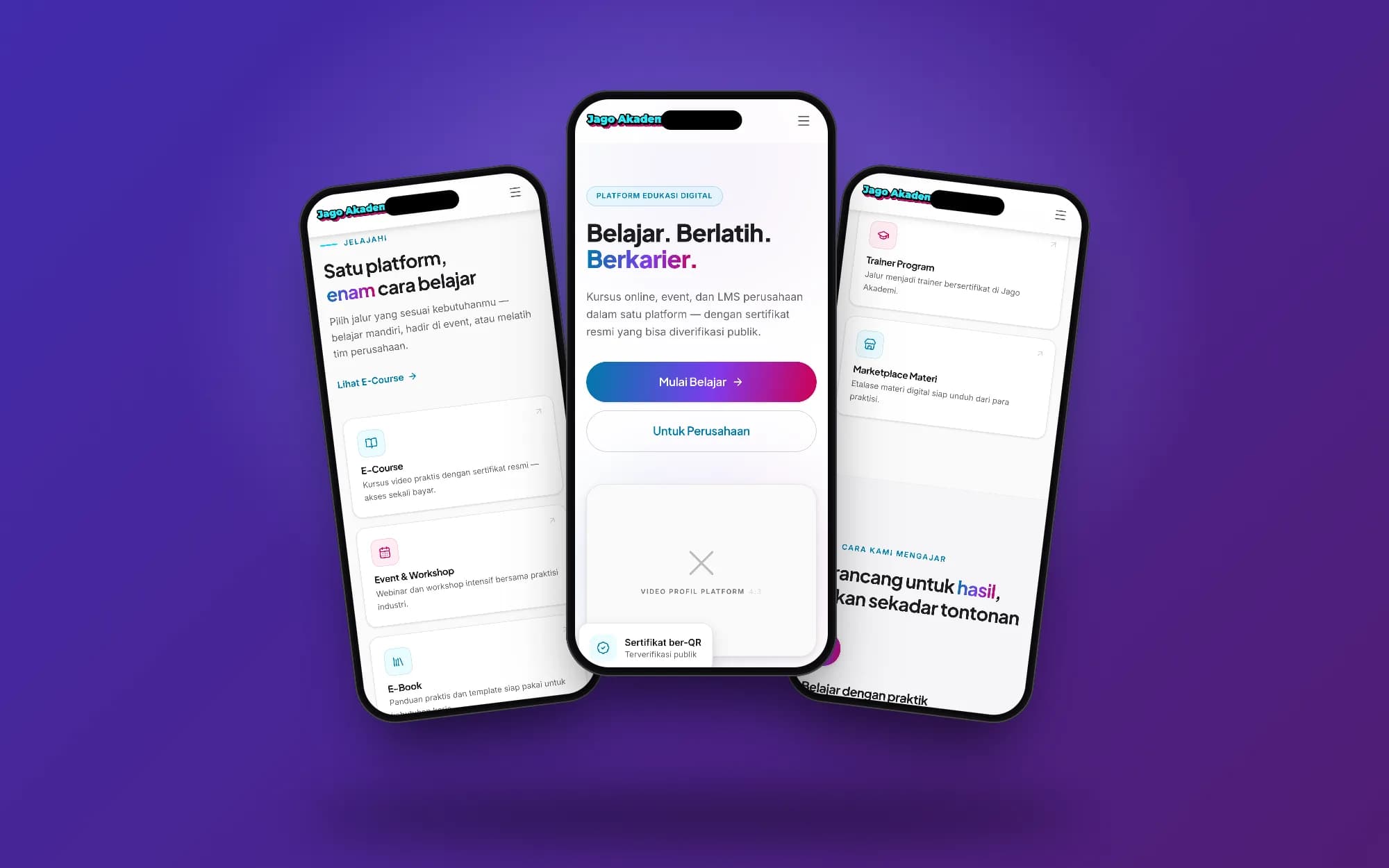 Jago Akademi, mobile screens
