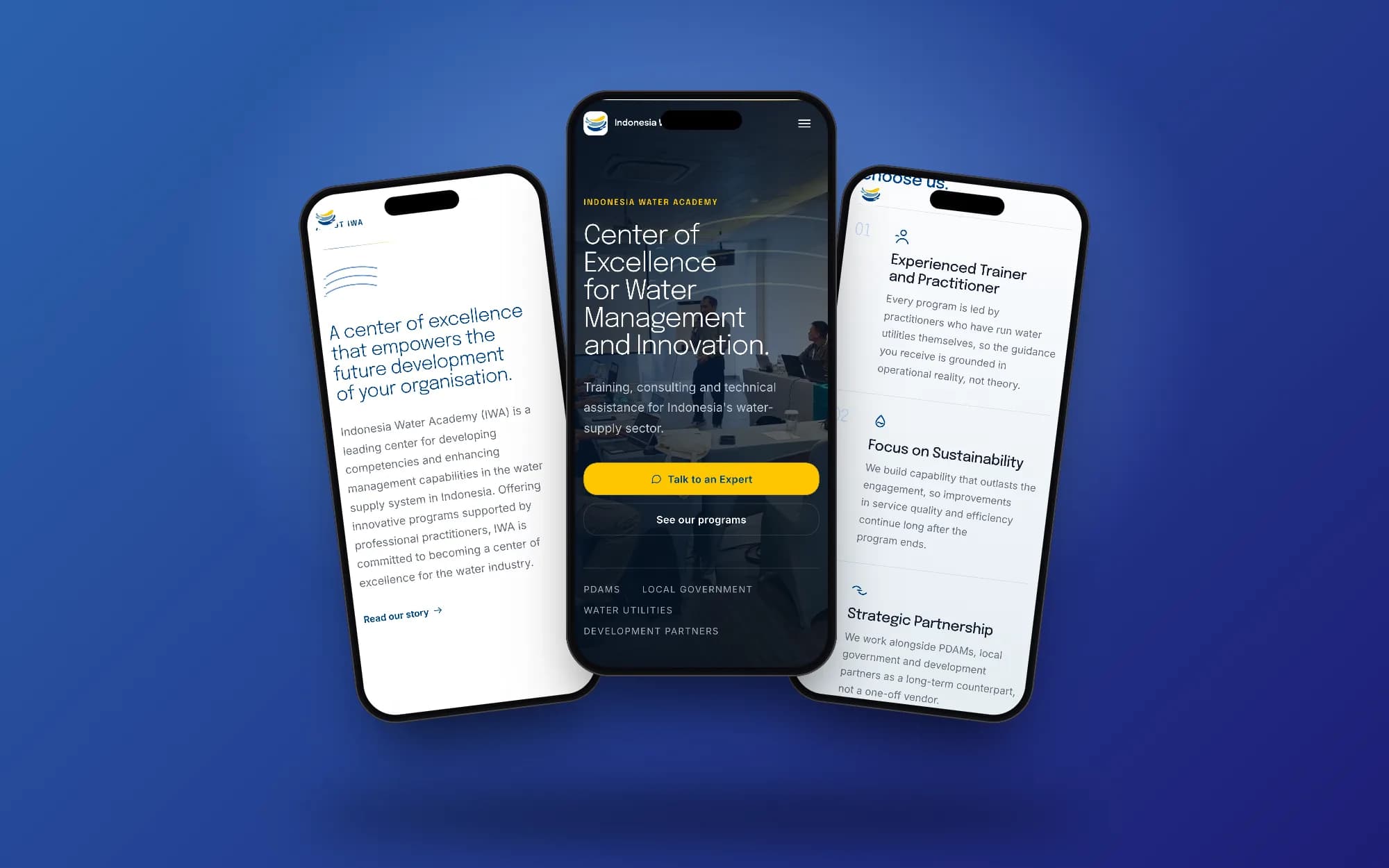 Indonesia Water Academy, mobile screens