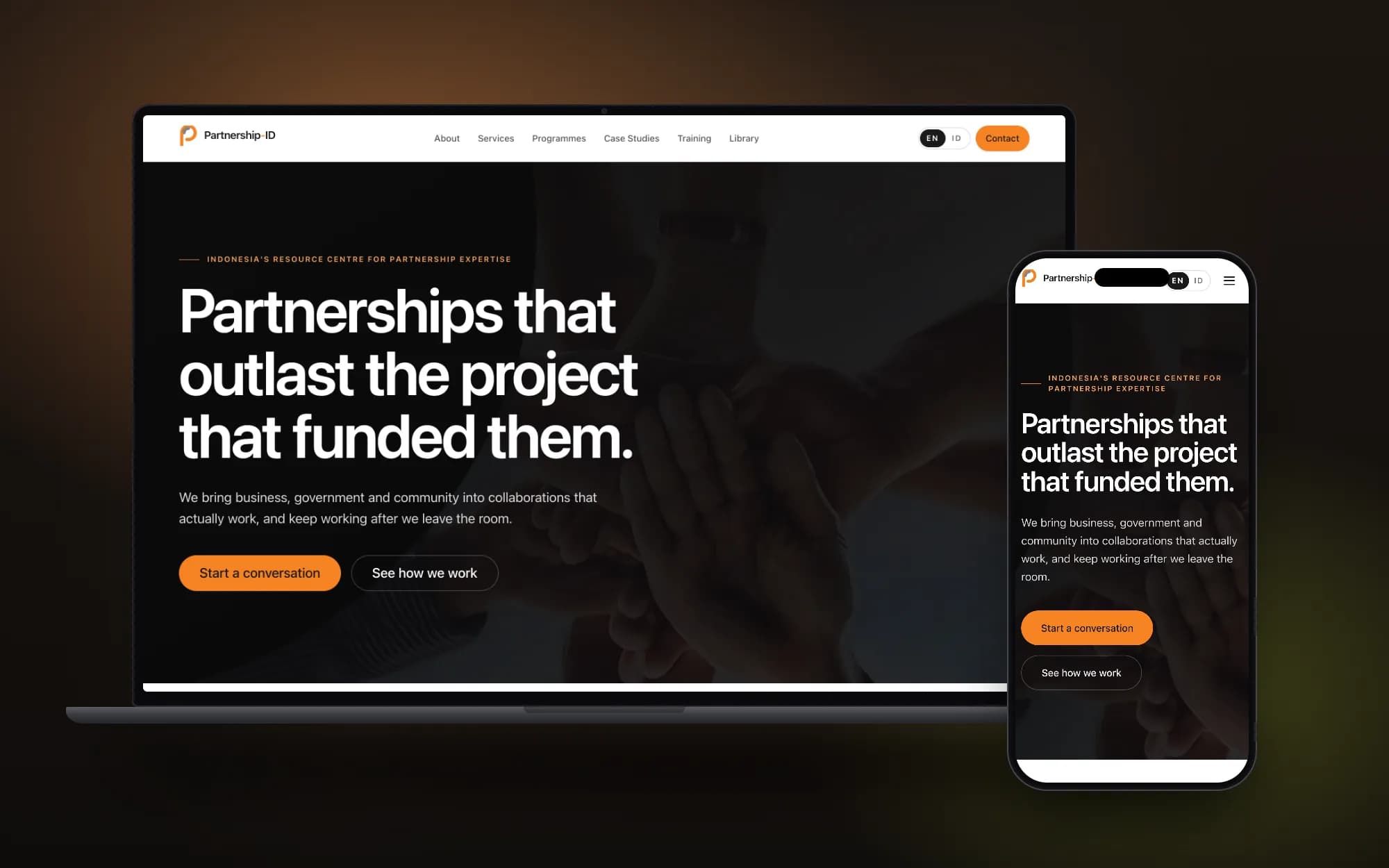 Partnership-ID, laptop and phone mockup