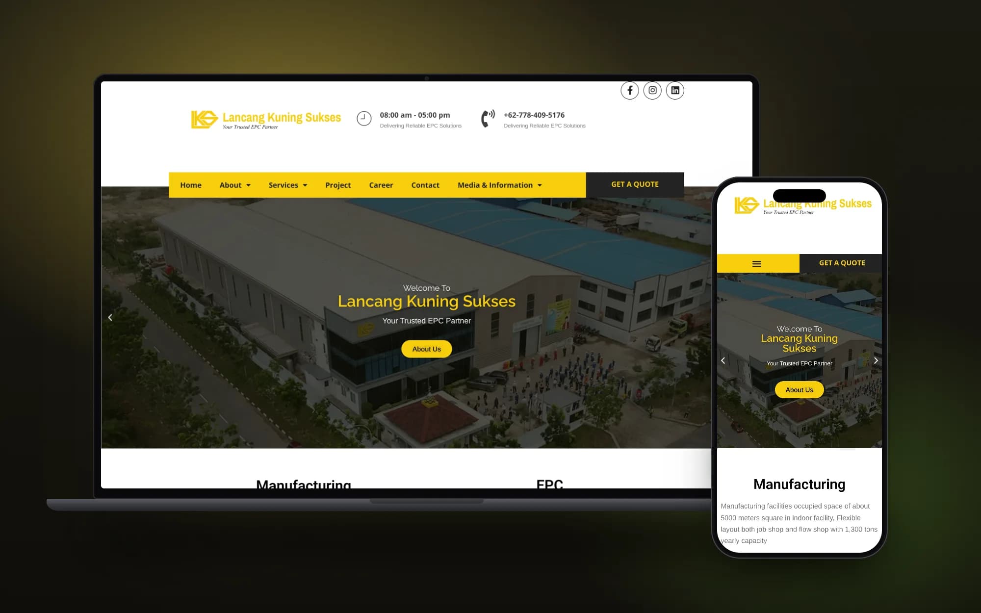 Lancang Kuning Sukses, laptop and phone mockup